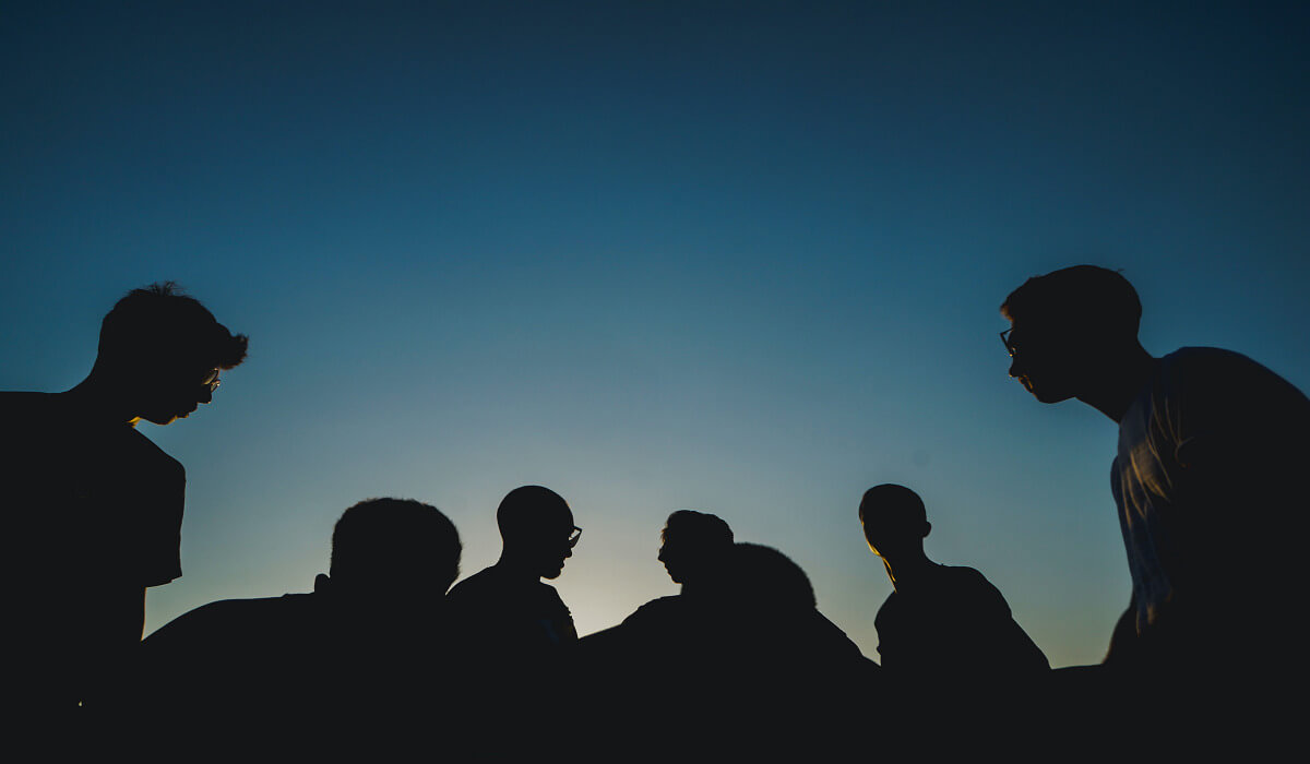 A group of shadows of people.