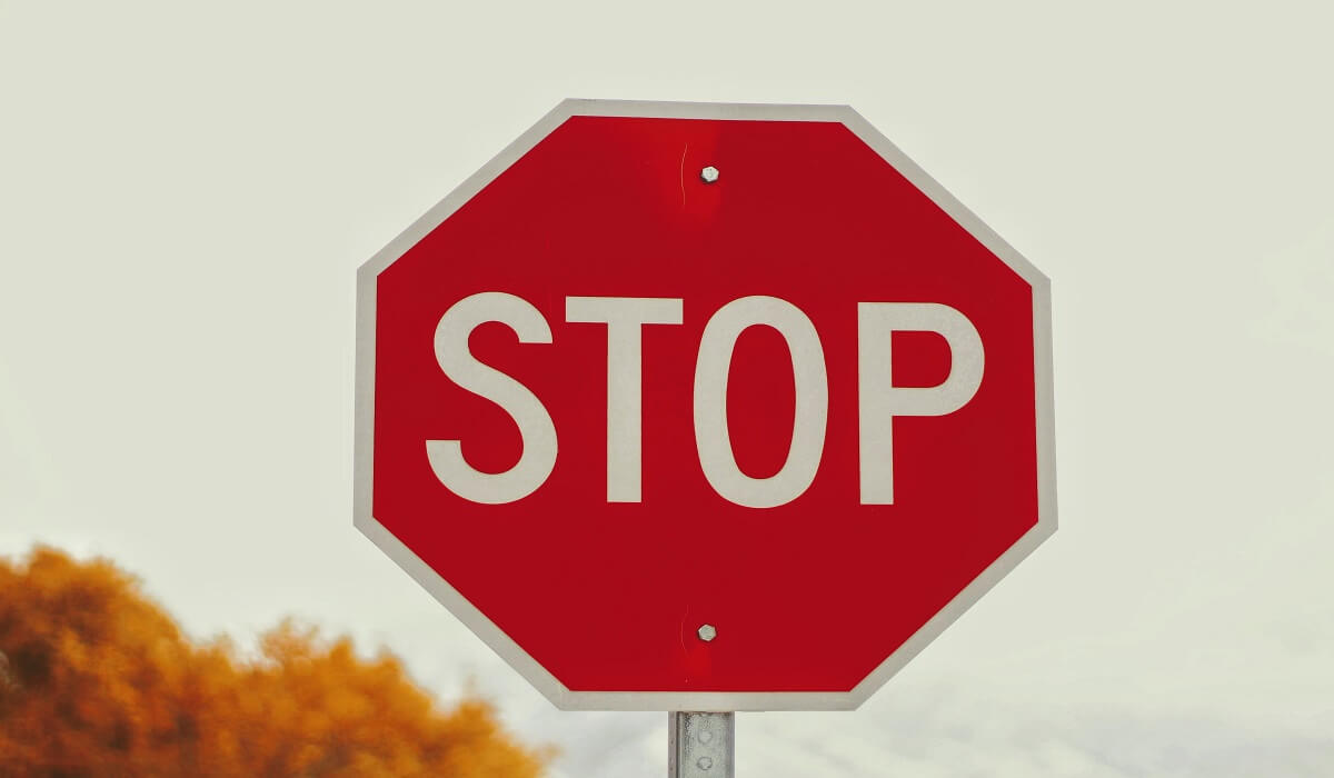 A red Stop sign.