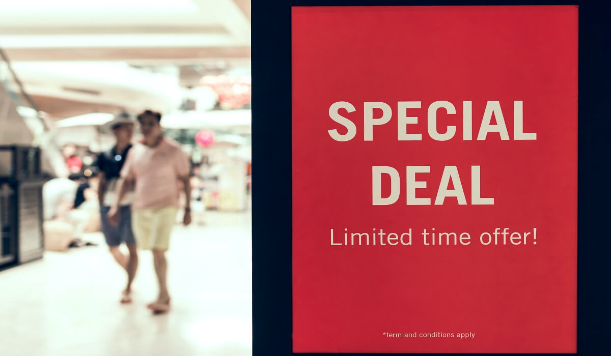 A special offer sign in a store.