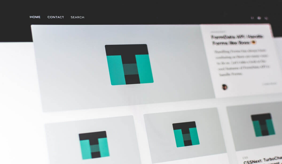 A website with a designed 'T'.